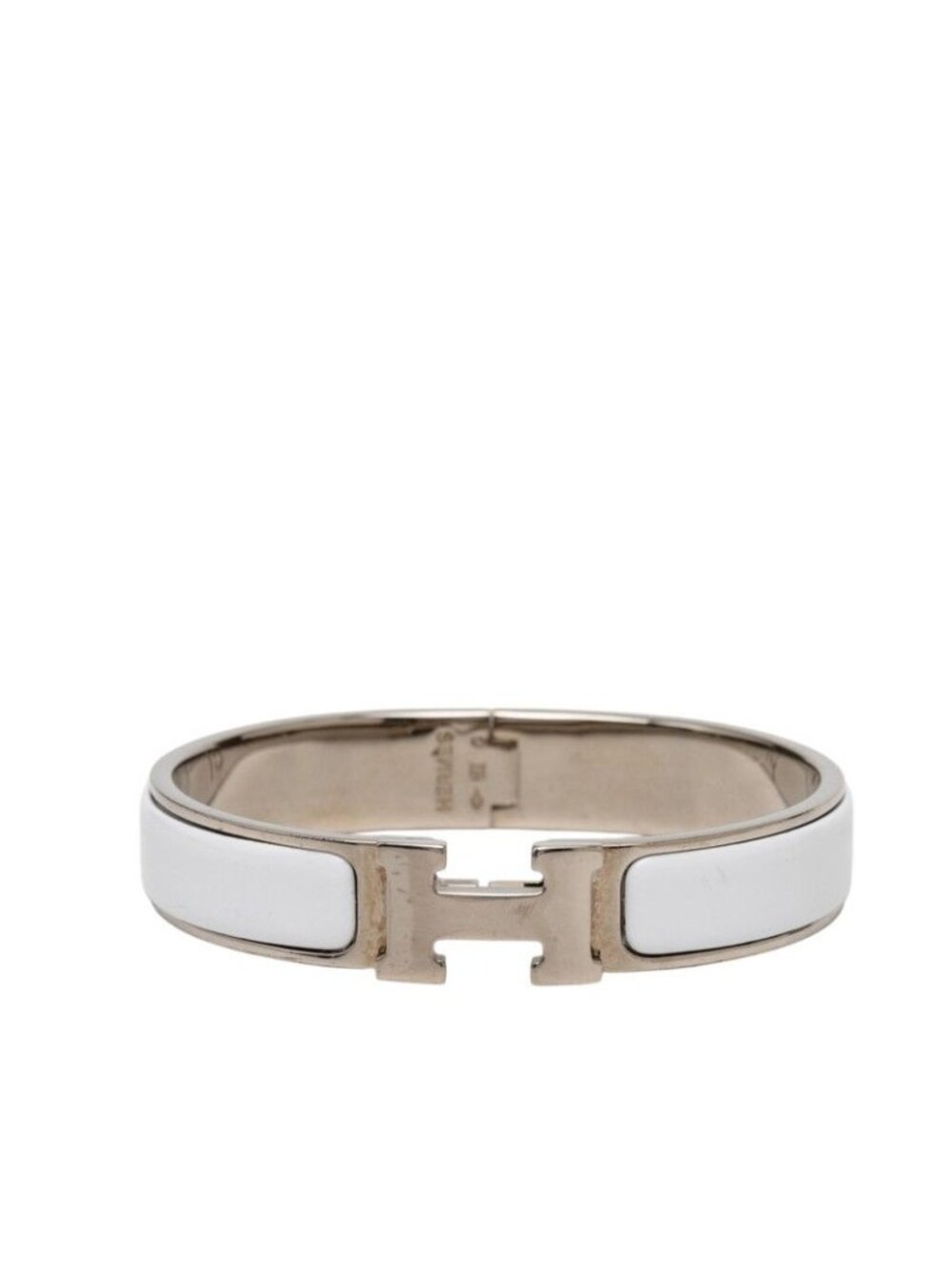 Hermes Click PM Bracelet Silver White Metal Enamel